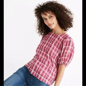 Madewell Pink Plaid Blouse